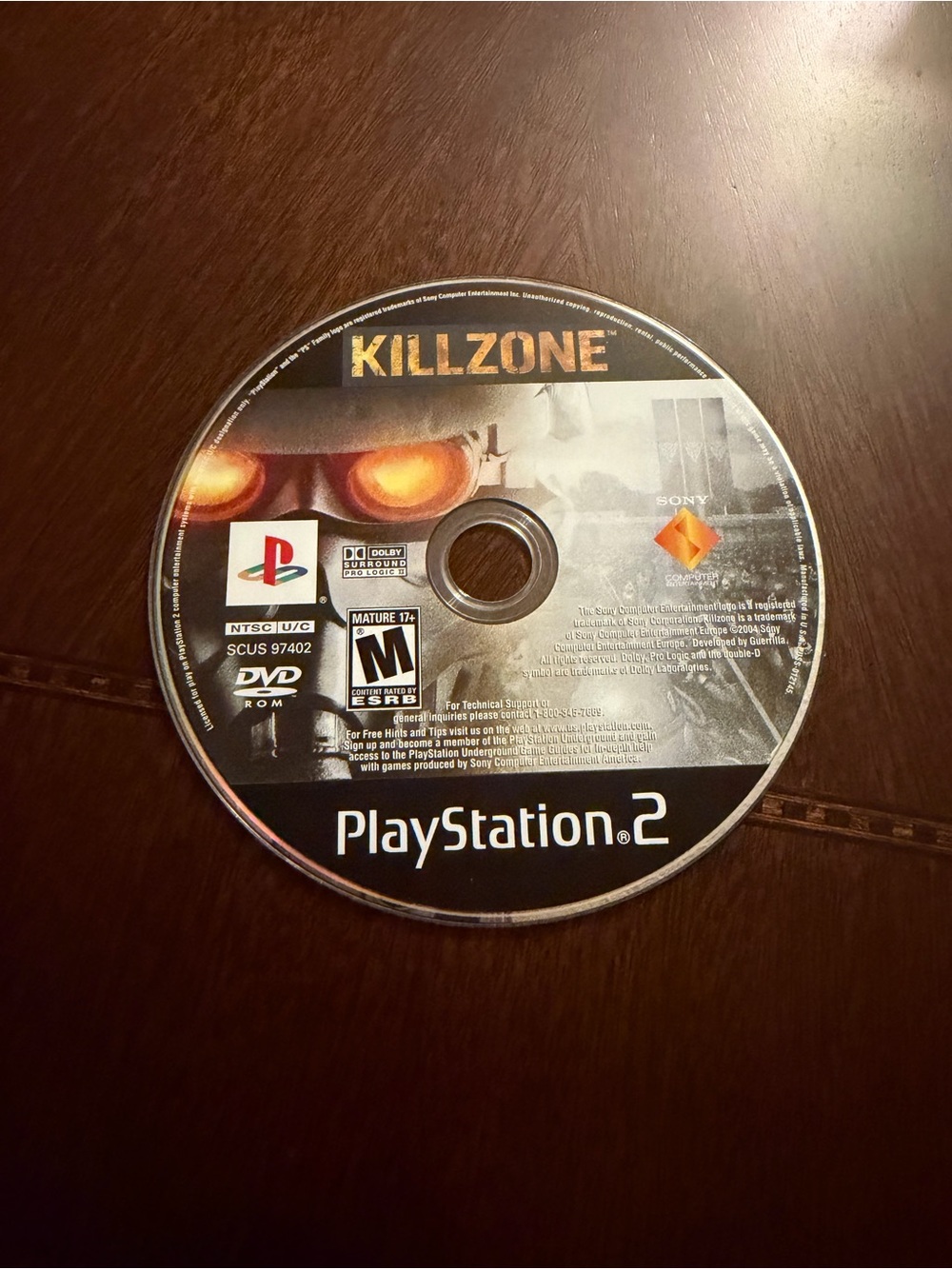 Sony Killzone PlayStation 2 Game Disc - Black & Orange